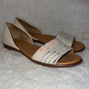 J.Crew beige leather and tweed sandals size 6